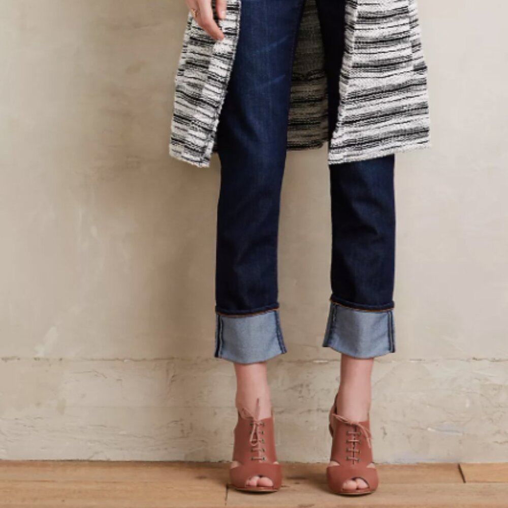 Anthropologie AG Stevie High Cuff Slim Straight Jeans / Size